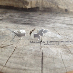 Zilveren teckel-oorstekers